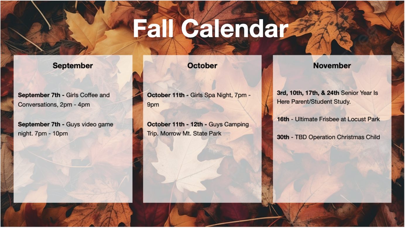 Fall Calendar 2024